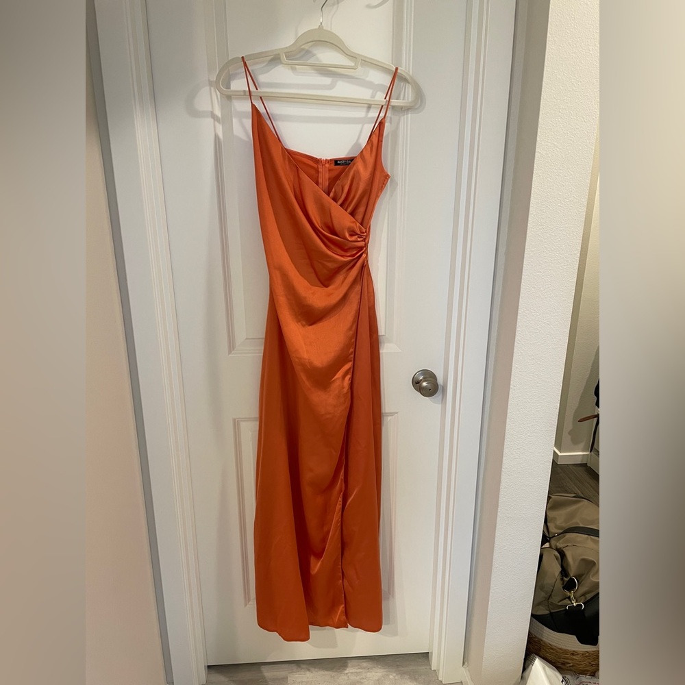 Elegant Orange Draped Dress